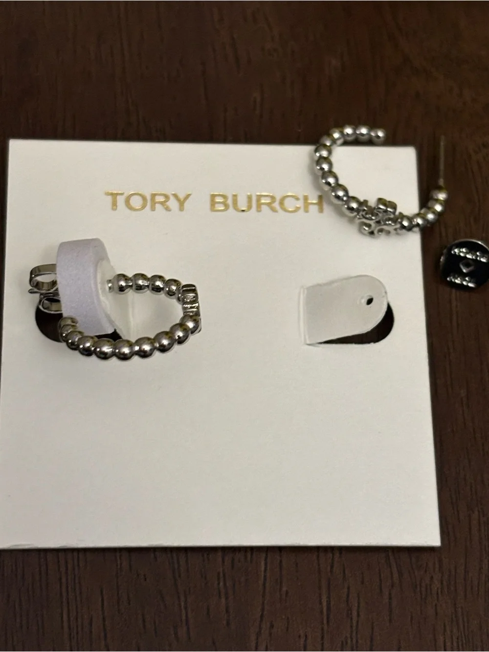 Brand new silver plated, Tory Burch hoop earrings